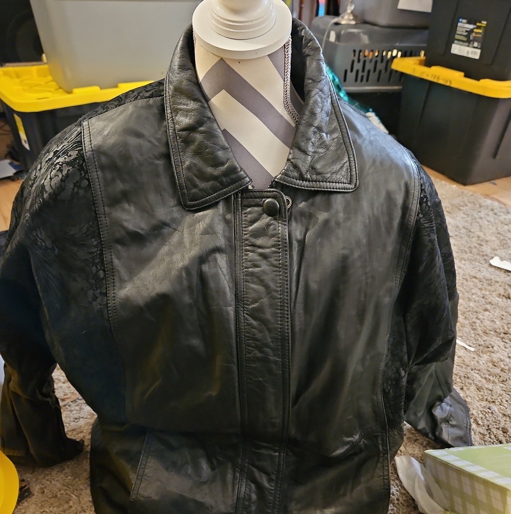 Pelle Studio Black Leather Bomber Jacket Vintage Lg V30
